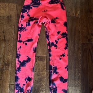 Red and black tie dye lululemon leggings